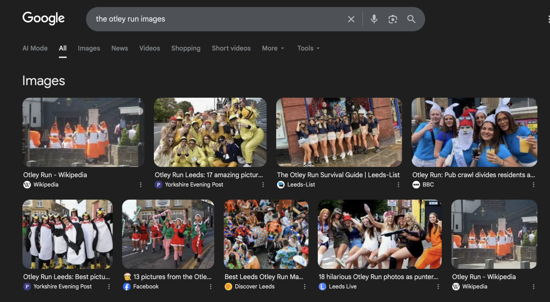 A Google search on the ‘Otley Run’ results in tens of pages illustrating the extent to which this pub crawl is promoted all over the world